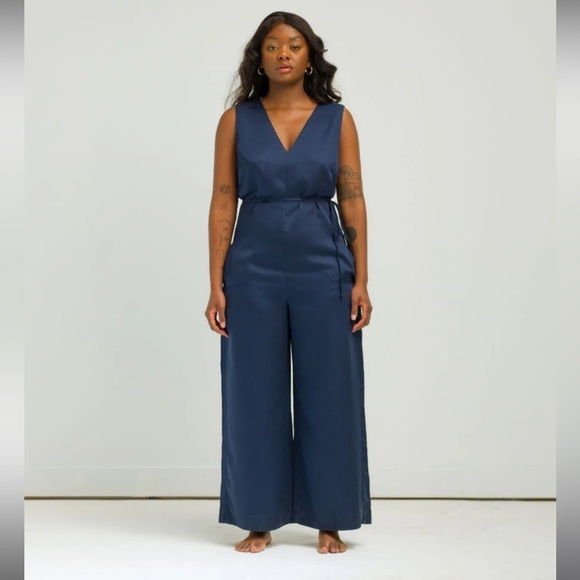 ETTITUDE Women’s size large Sateen Jumpsuit (onyx - black) NIB - Picture 9 of 9